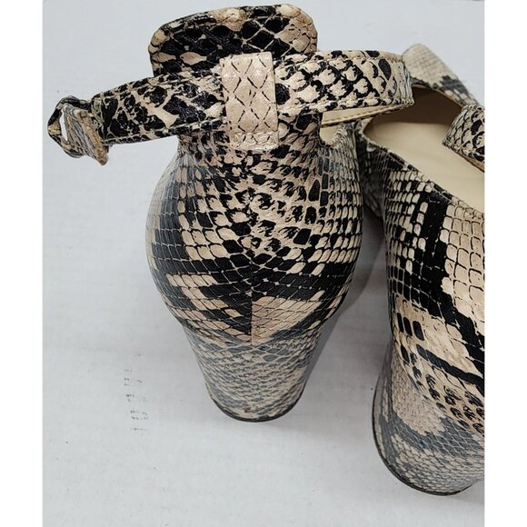 Marc Fisher Gilla 2 Snakeskin Pointed Toe Block Heel Ankle Strap Pumps Size 10M - Picture 4 of 16